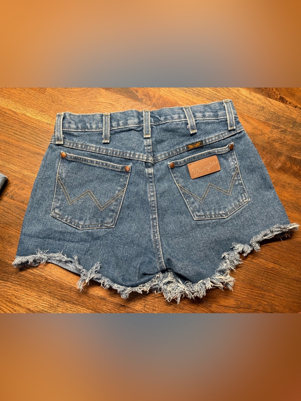 Wrangler Blue Frayed Hem Denim Cutoff Shorts